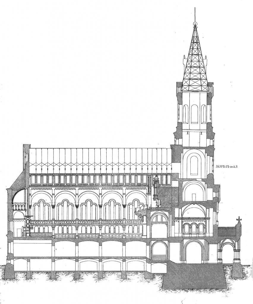 Реформатская церковь с металлическими стропилами. Разрез.jpg